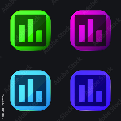 Analytics four color glass button icon