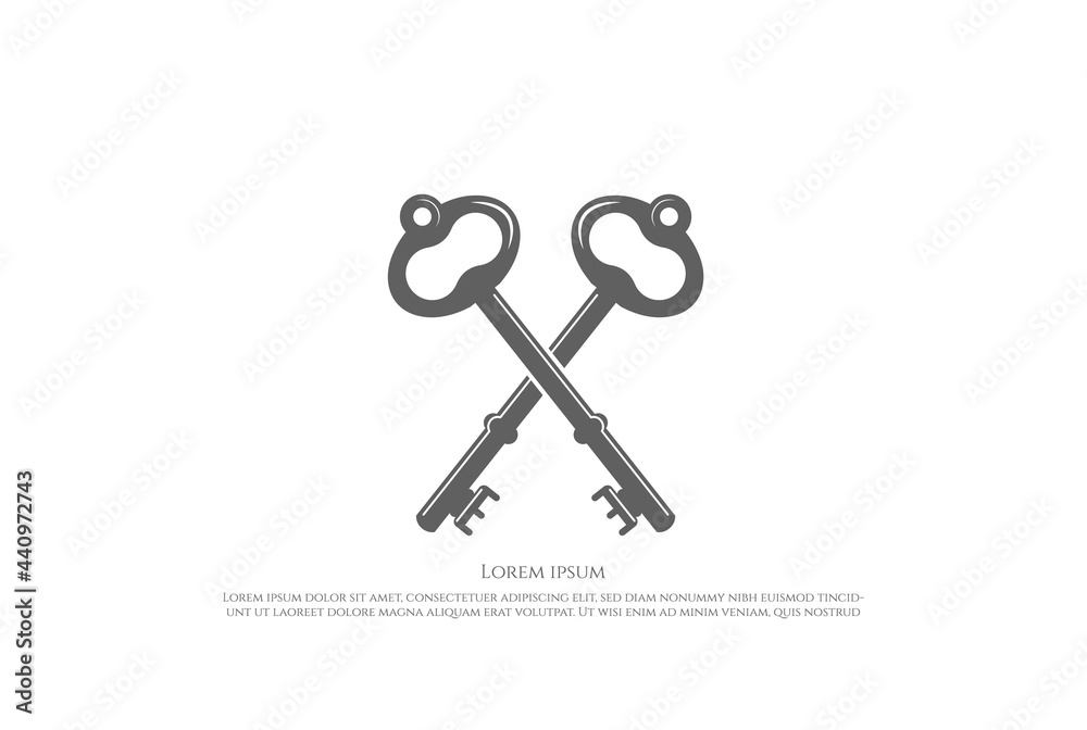 Simple Minimalist Crossed Metal Key Logo Design Vector Simple Minimalist Crossed Metal Key Logo Design Vector