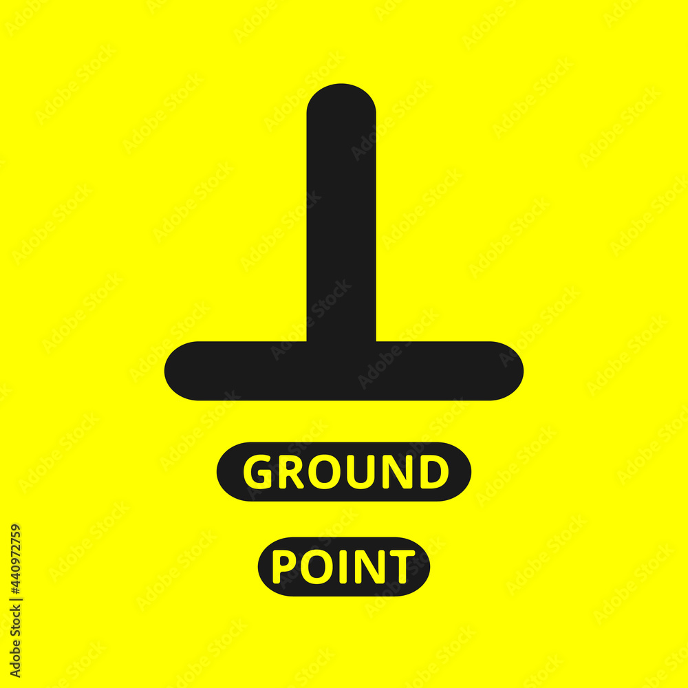 Ground icon, sign. Electrical symbol isolated on yellow background. ESD, EPA. Common ground point. Electrostatic protected area. Vector Illustration. EPS10. Ground icon, sign. Electrical symbol isolated on yellow background. ESD, EPA. Common ground point. Electrostatic protected area. Vector Illustration. EPS10.