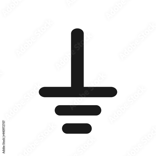 Ground icon, sign. Electrical symbol isolated on white background. ESD, EPA. Common ground point. Electrostatic protected area. Vector Illustration. EPS10.