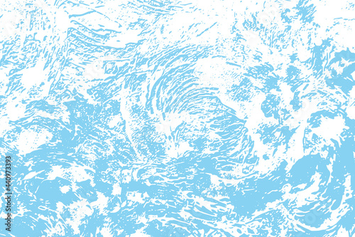 Grunge texture. Ocean background. Blue water pattern for concept cleanliness. Sea texture. Clean suds. Abstract irregular soap foam for design prints. Soapy backdrop. Blue liquid surface. Vector