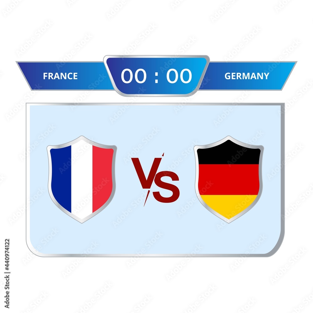 Stylish France VS Germany scoreboard with blue color lower thirds template for sports like