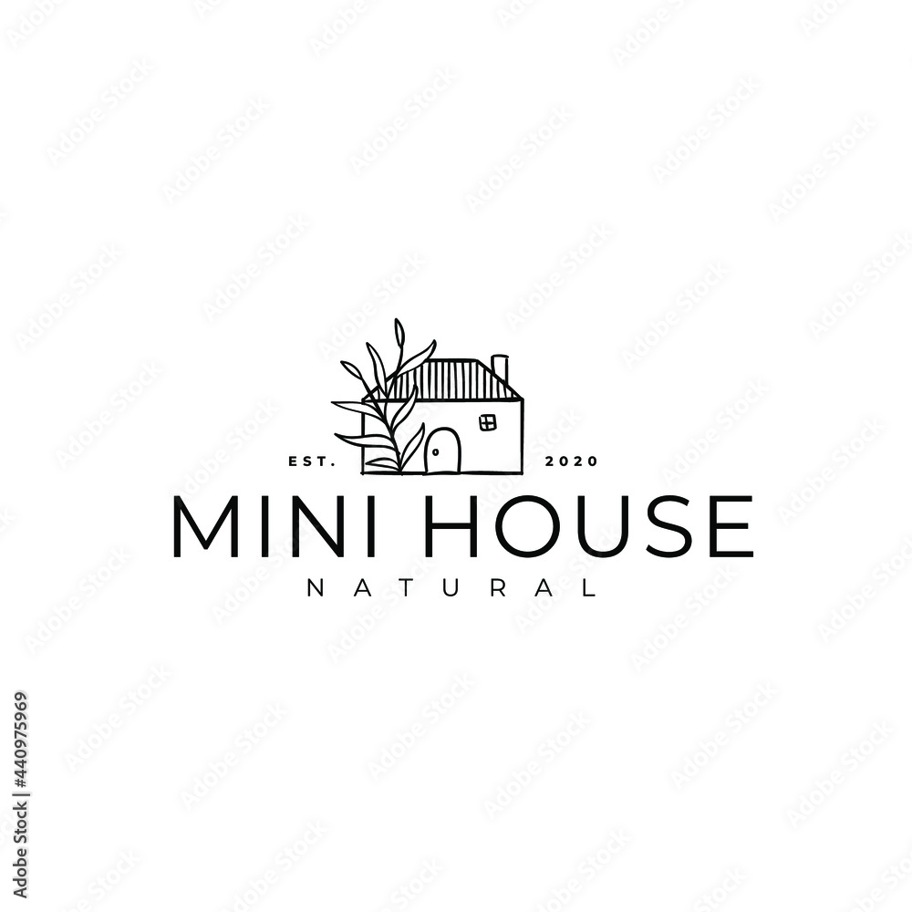 Simple House Home With Leaves Logo Vector Illustration Template Icon 