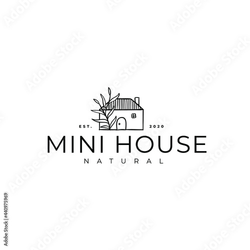 Simple House Home With Leaves Logo Vector Illustration Template Icon 