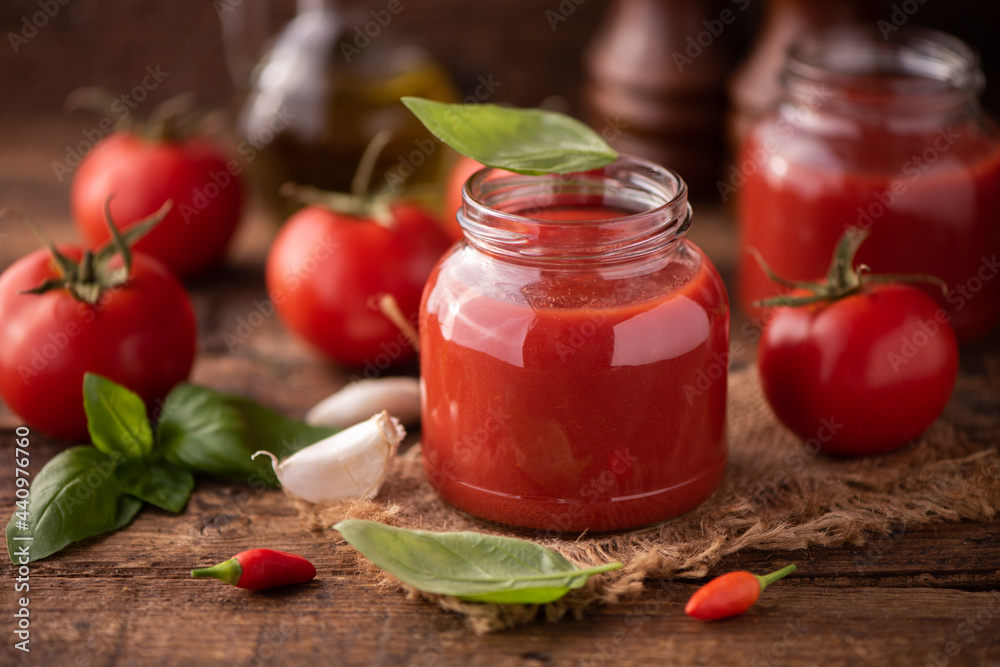 Home made tomato sauce in a jar Home made tomato sauce in a jar