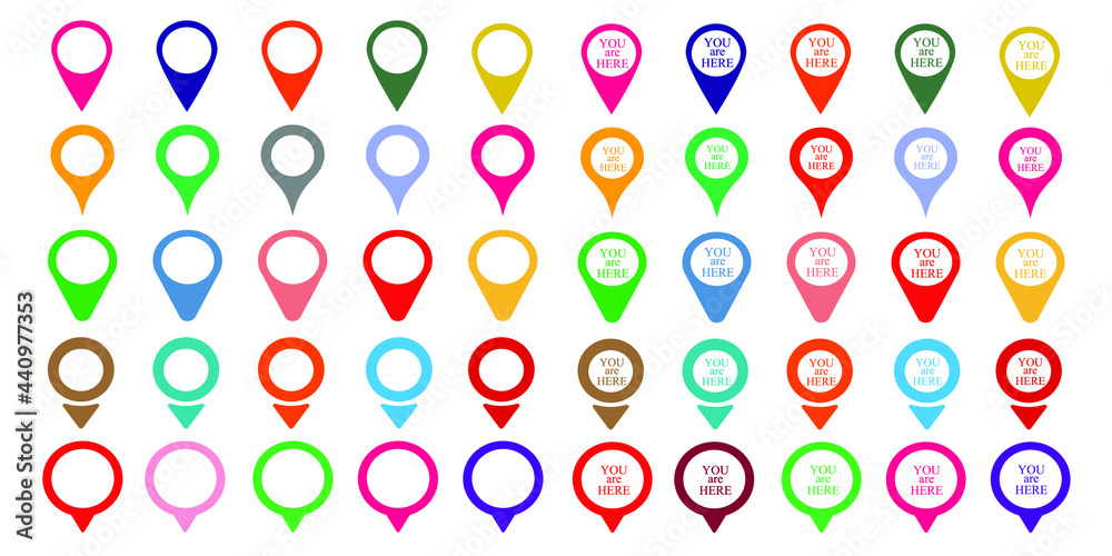 Marker location icons set flat design illustration Marker location icons set flat design illustration