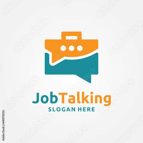 Job Talk Logo Template Design. Social job chat vector illustration