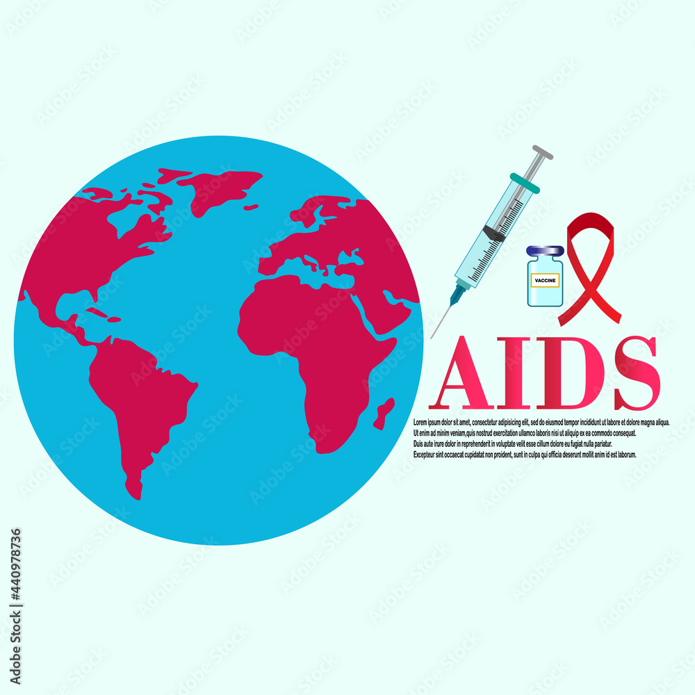 Worldwide AIDS vaccine illustration vector, great for banners, labels, labels, emblems, stickers, web etc
