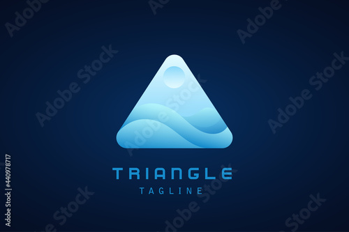 blue triangle wave gradient logo for company