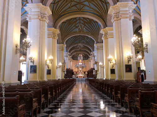  Peru  Nave leading to the main altar in Cathedral  Lima 