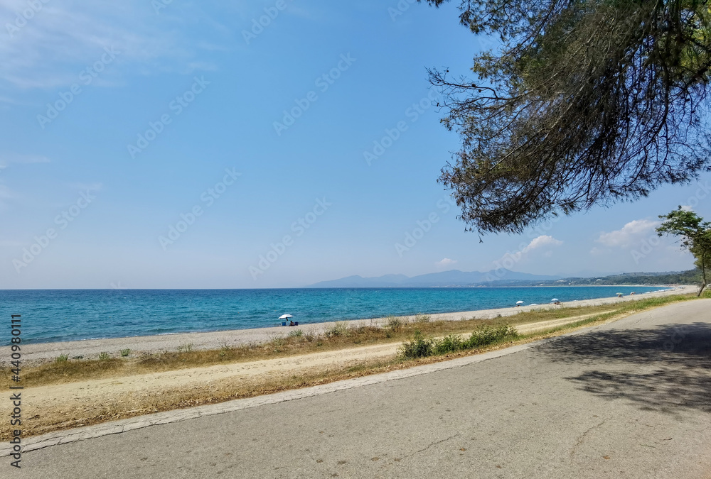 mitikas beach tourist resort sea trees summer in preveza perfecture greece mitikas beach tourist resort sea trees summer in preveza perfecture greece