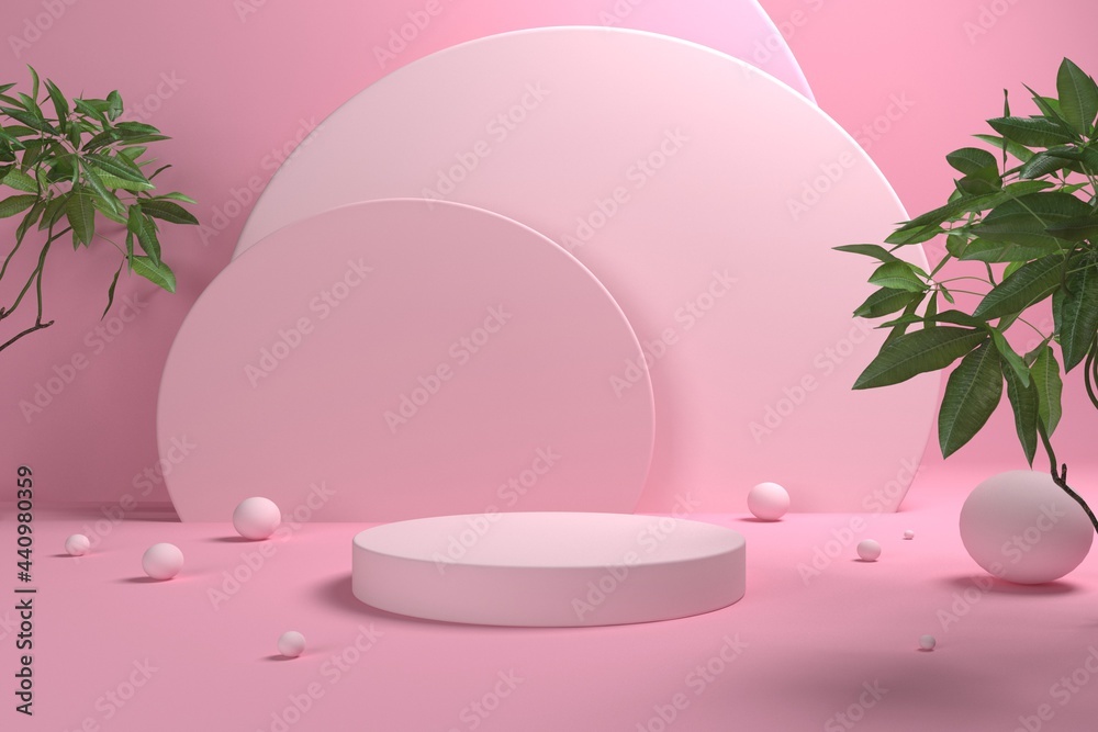 Abstract minimal scene, pastel color design for cosmetic or product display podium 3d render.	
