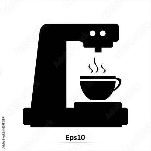 Coffee maker black icon. Vector illustration