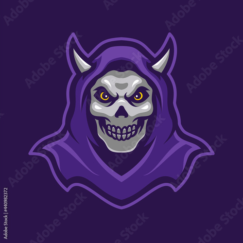 Death Skeleton Devil Mascot Character Logo Template