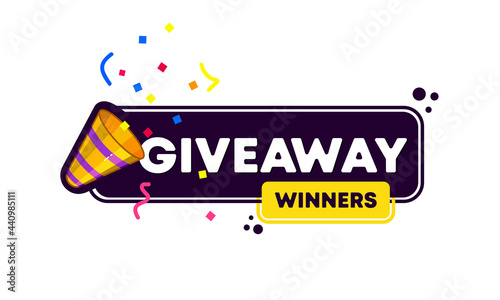 Giveaway banner. Post template. Enter to win. Social media poster. Vector EPS 10. Isolated on white background