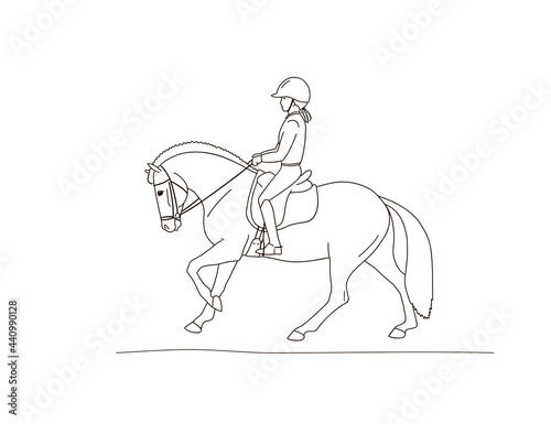 Riding girl are training fjord horse