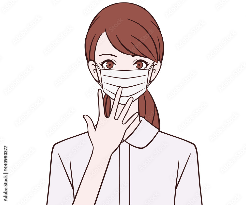 マスクをつけて驚く看護師