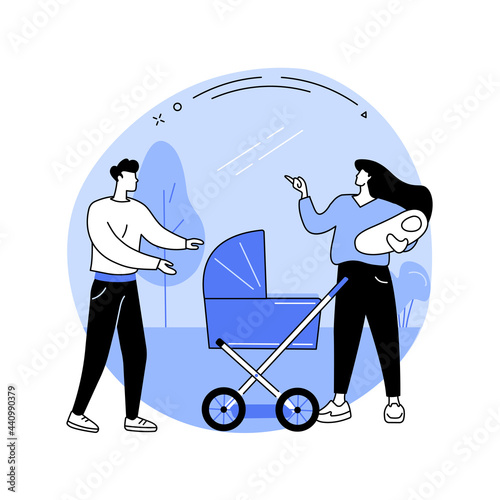 Unmarried parents abstract concept vector illustration.