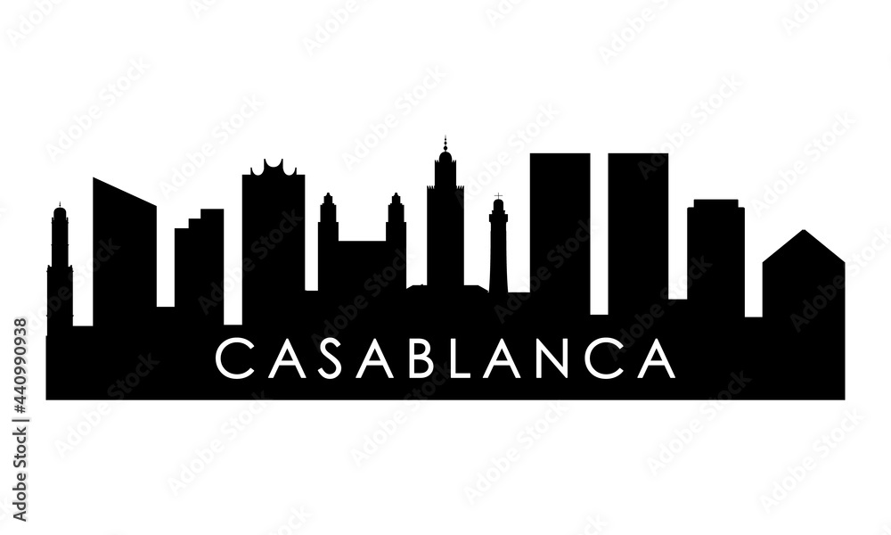 Casablanca skyline silhouette. Black Casablanca city design isolated on white background.