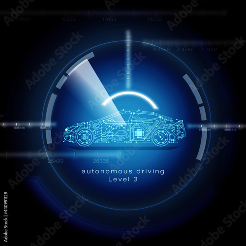 driverless car illustration - drive anonymously - sensor