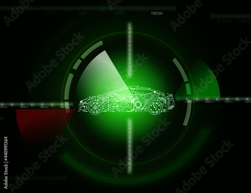 self driving car icon radar scan 