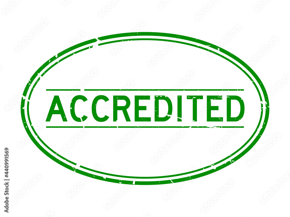 Grunge green accredited word oval rubber seal stamp on white background Grunge green accredited word oval rubber seal stamp on white background