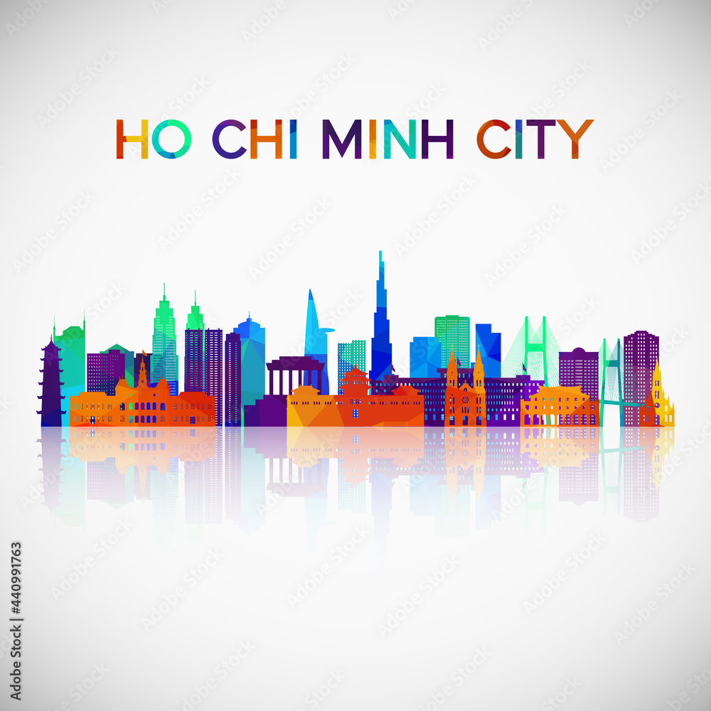 Ho Chi Minh City skyline silhouette in colorful geometric style. Symbol for your design. Vector illustration.