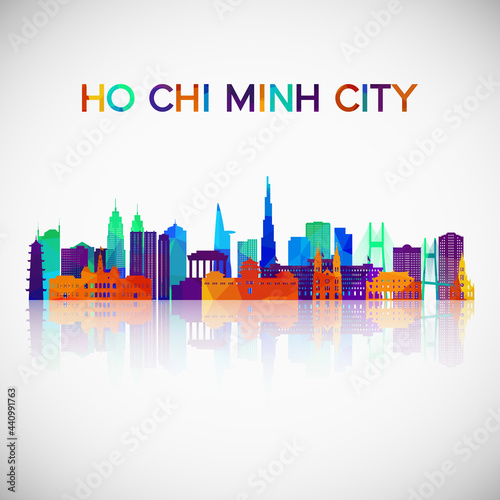 Ho Chi Minh City skyline silhouette in colorful geometric style. Symbol for your design. Vector illustration.