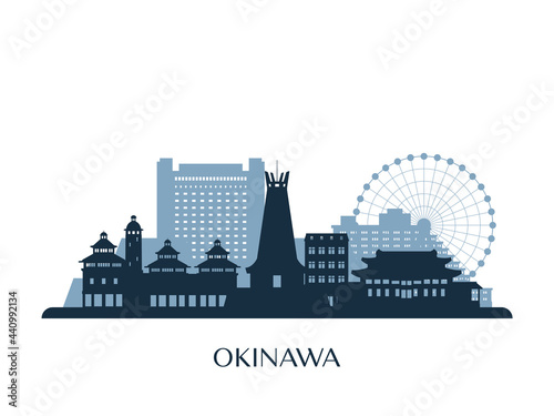 Okinawa skyline, monochrome silhouette. Vector illustration. photo
