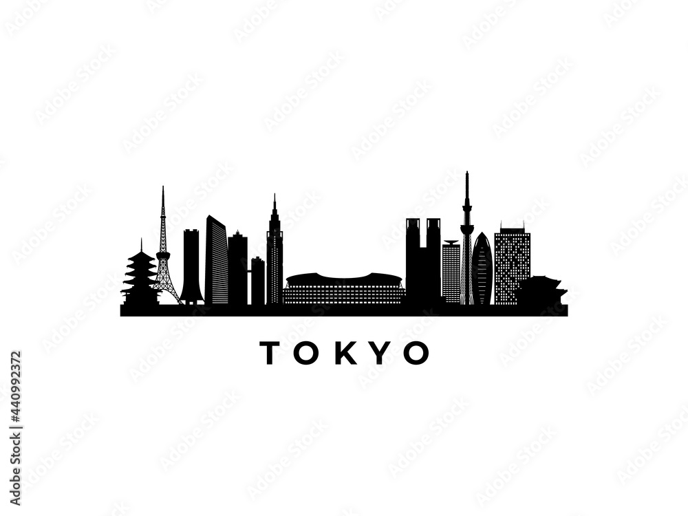 Vector Tokyo skyline. Travel Tokyo, Japan famous landmarks. Business and tourism concept for presentation, banner, web site.