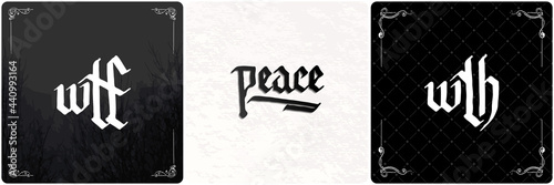 Vintage lettering collection. Gothic blackletter text. Vector clligraphic illustration set