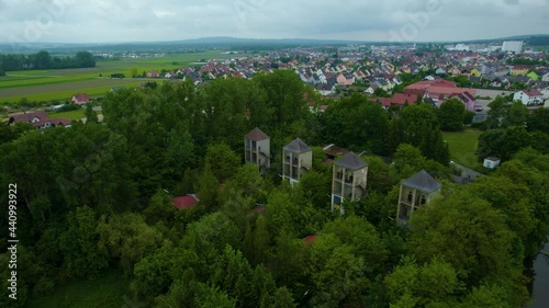 Aerial view of the city Schwarzenfeld in Germany, Bavaria. on a sunny day in spring photo