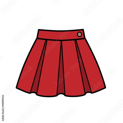 Pleated school skirt color variation for coloring on a white background