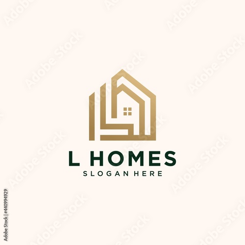 Set of modern home architecture industrial building logo design templates with L initial letters, L letter house logo