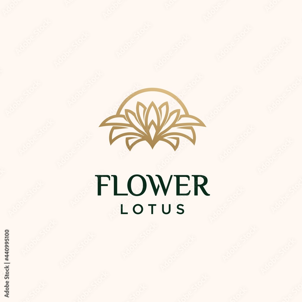 Fototapeta premium Abstract lotus logo design Linear style lotus flower logo