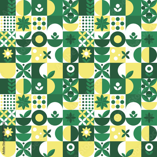 Pattern sunflower geometry in modern style. Floral color background. Vector illustration design. Vintage seamless ornament.