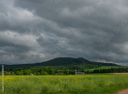 Ostas hill in east Bohemia in spring summer cloudy morning photo