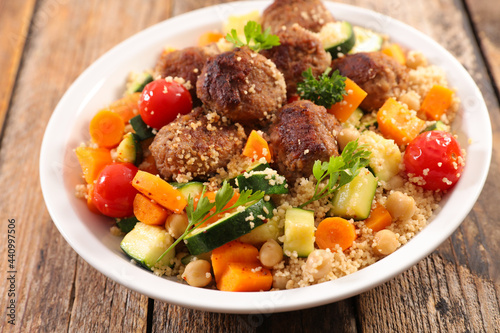 couscous with meatballs and vegetables