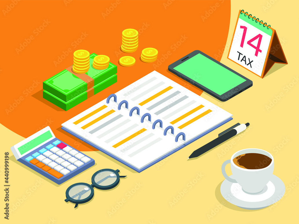 Vecrtor concept: Finance workspace with Tax date