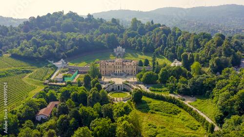 Turin, Italy. Villa della Regina with park, Aerial View