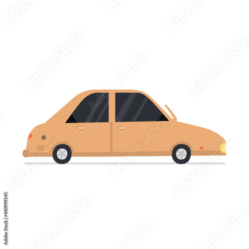 Cute cartoon car transport isolated on white background. Flat style automobile, modern wheeled motor vehicle side view vector illustration. Trendy urban transportation design