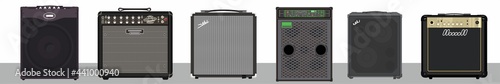 Fotografia Set of bass and guitar amplifiers and speakers