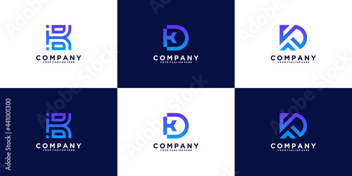 a collection of logo design letters k and d