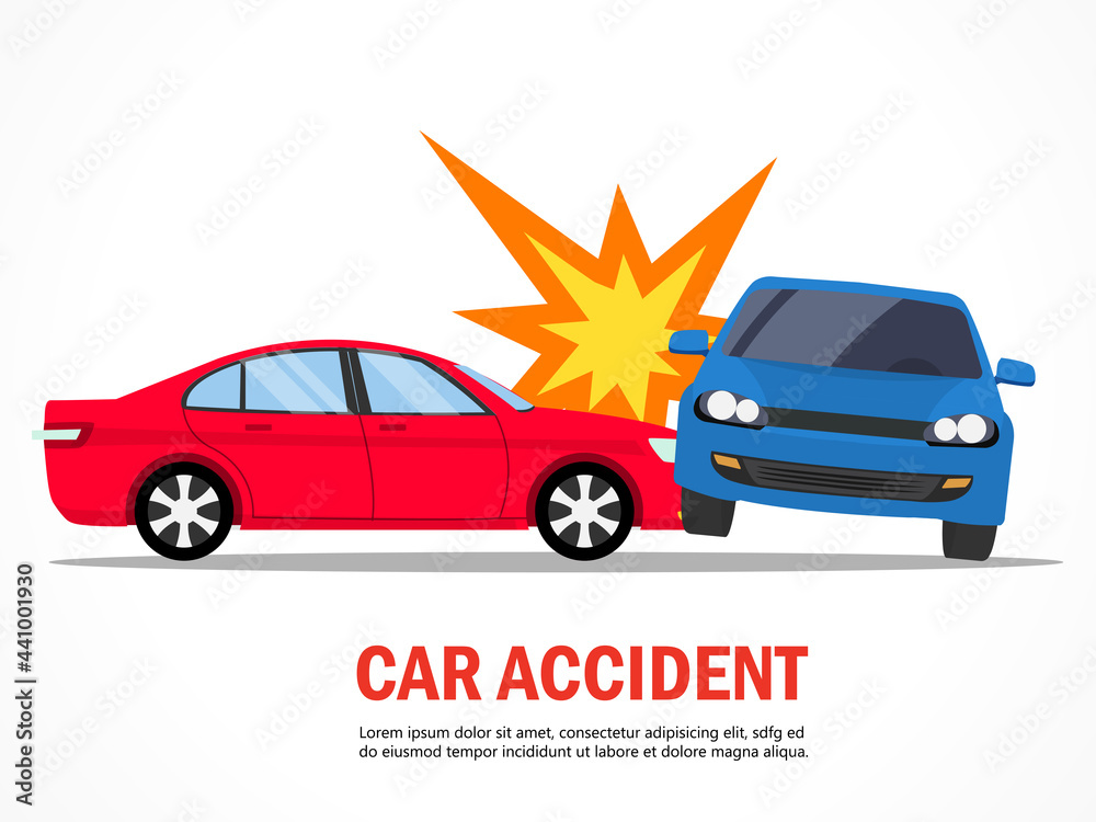 two car crash vector illustration. car accident concept isolated on ...