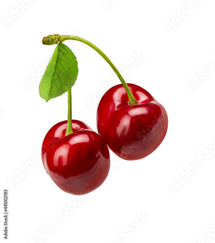 Cherries isolated on white background with clipping path
