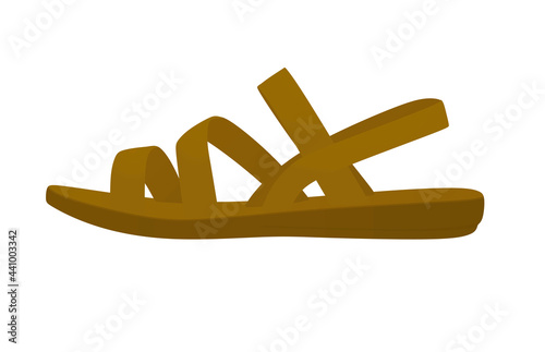 Brown woman strap shoe. vector
