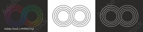 Collection: Ethernity, infinity symbol pattern of dots. Three alternatives, black, white and colorful. Vector illustration. EPS10.