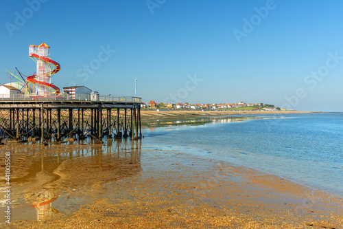 Herne Bay and surrounding areas showing pier, statue on sunny summer's day photo