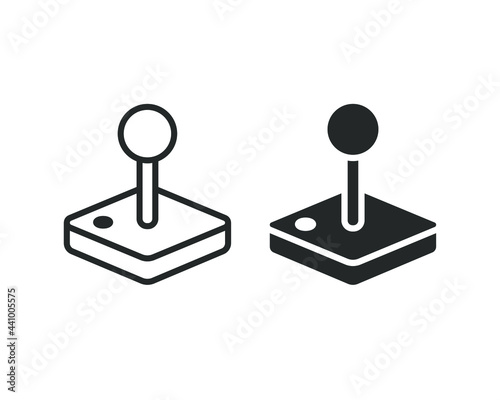 Joystick icon. Controller symbol. Console gamepad sign. Play and gaming button. Old vintage arcade video game logo. Vector illustration image. photo