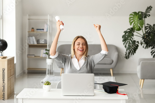 Happy female student on her...